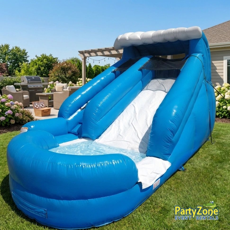 13ft Lil Surf kid-sized water slide rental for Gretna LA backyard parties in Old Gretna and McDonoghville