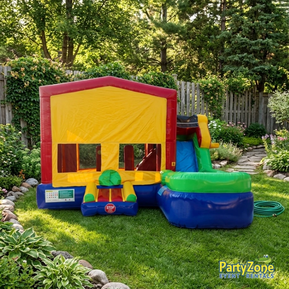 14ft Modular water slide and bounce combo rental for Gretna LA backyard birthdays, wet or dry