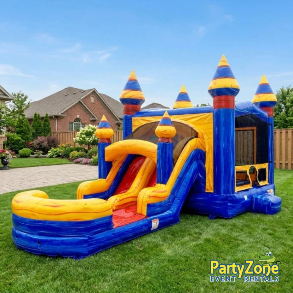 Cannon Falls dual-lane inflatable obstacle combo rental for Gretna LA block parties, wet or dry