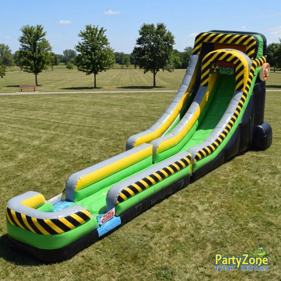20ft Caustic Drop water slide rental for Harahan LA teen and graduation parties, steep 50ft run
