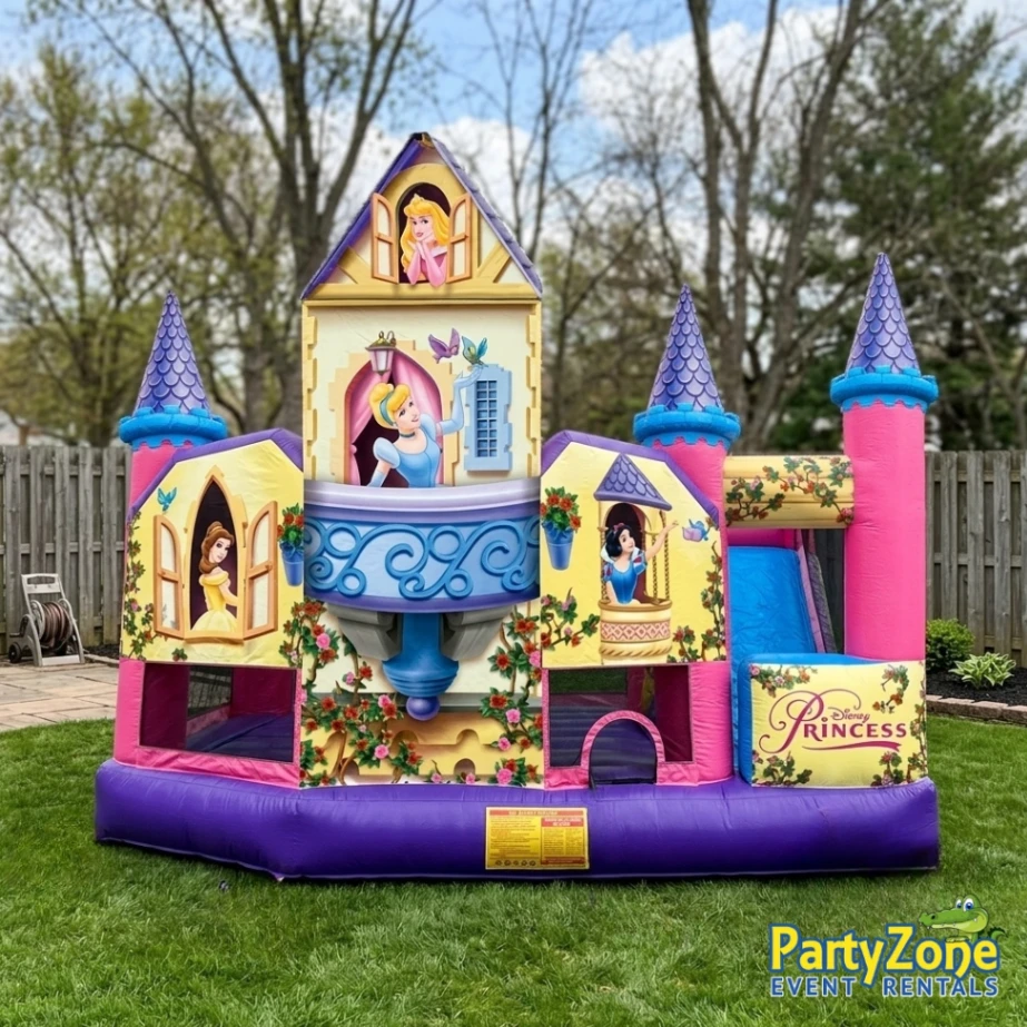 Disney Princess 5-in-1 combo bounce house rental for Harahan LA birthday parties, holds 10-12 kids
