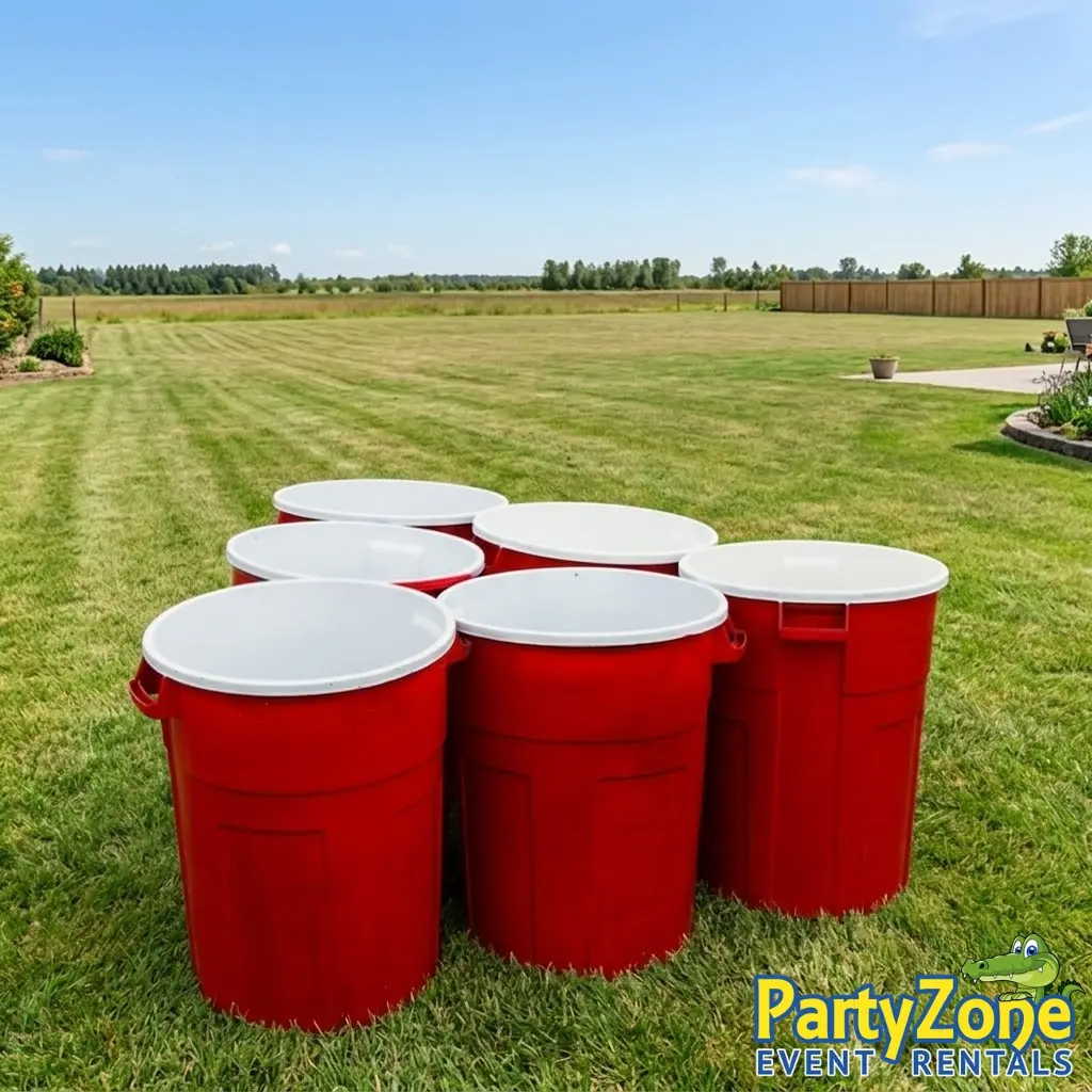 Giant Pong yard game rental for Harahan LA graduation and adult parties, oversized toss game