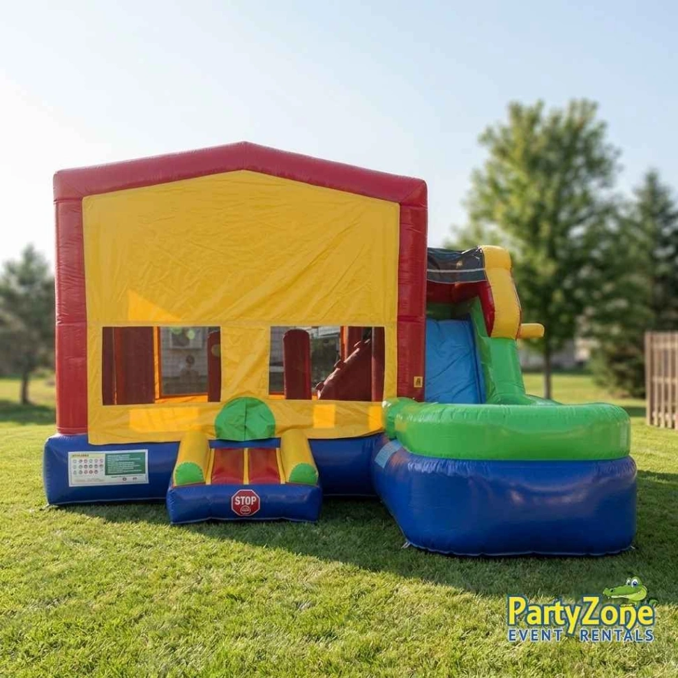 Modular slide combo bounce house rental for Harahan LA backyard birthdays, bounce and slide in one