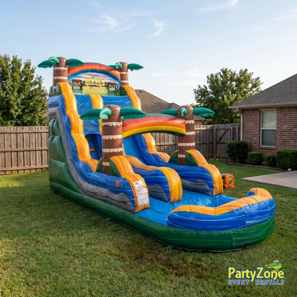 18ft Tiki Plunge water slide rental for Harvey LA graduation parties near Lapalco Boulevard