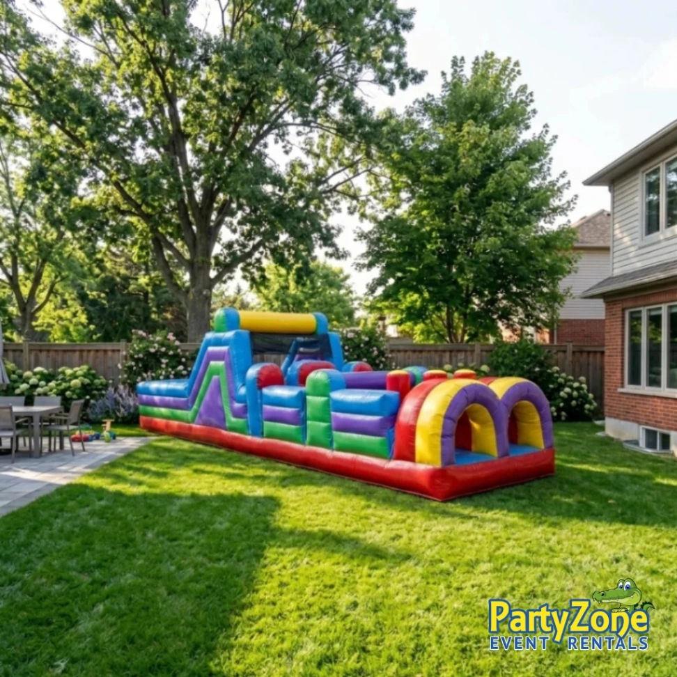 40ft Ultimate inflatable obstacle course rental for Harvey LA school field days and church festivals
