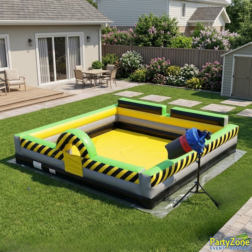 Caution foam party package rental for Harvey LA with foam machine and inflatable pit