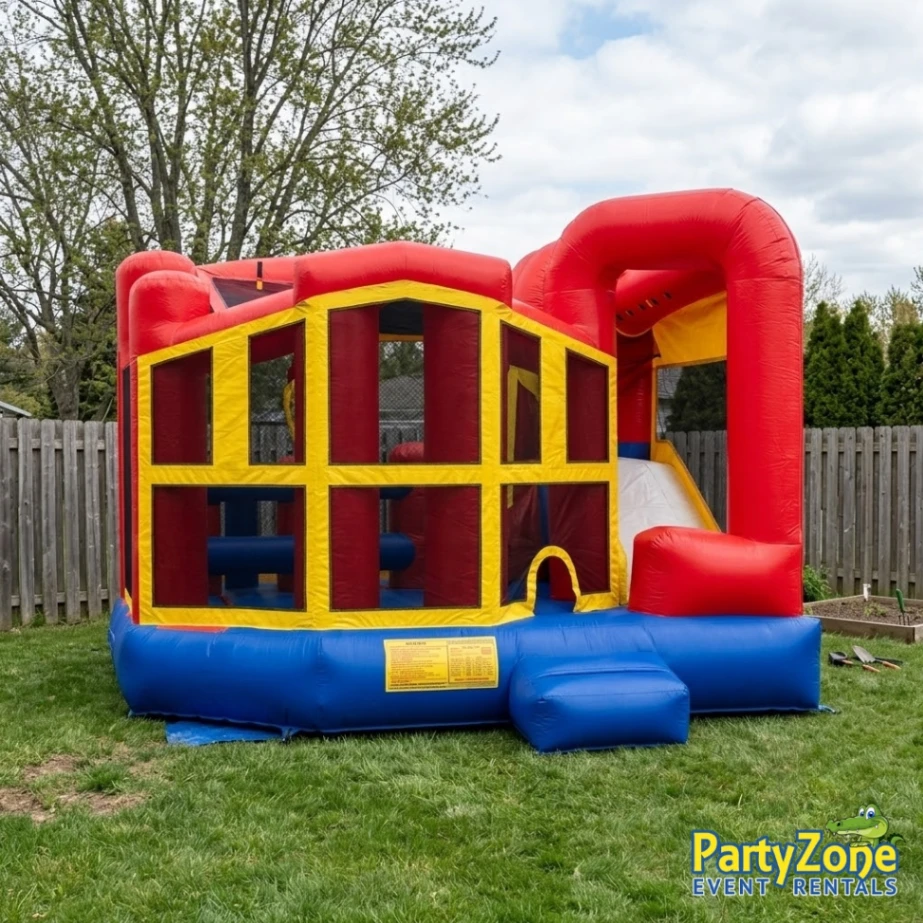 Modular 5-in-1 combo bounce house rental for Harvey LA field days and church festivals
