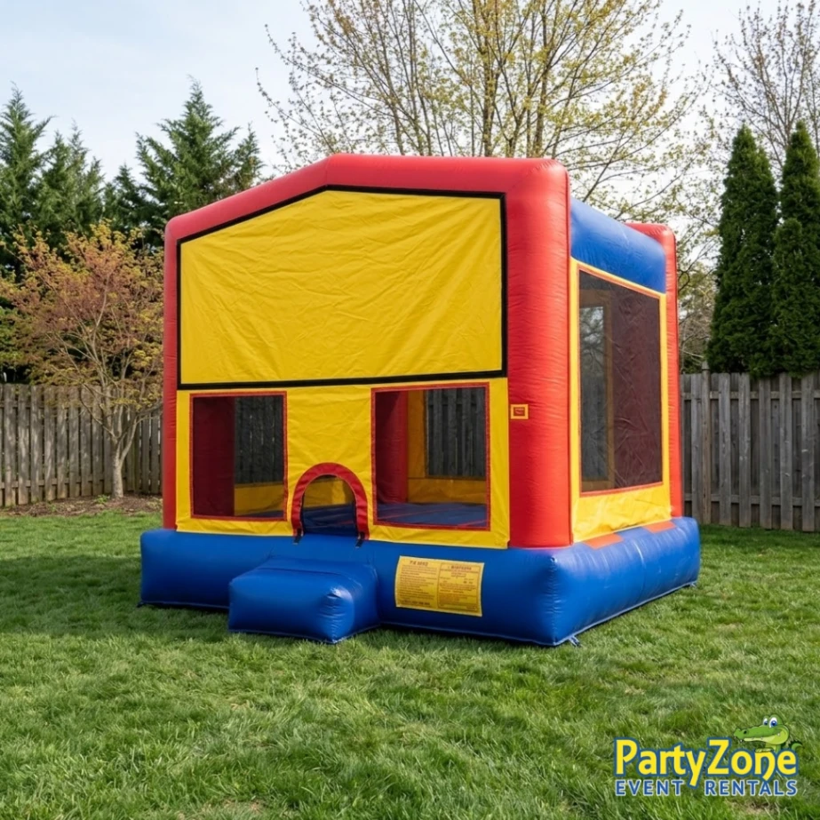 Modular standard bounce house rental for Harvey LA backyard birthdays, fits Woodmere side gates