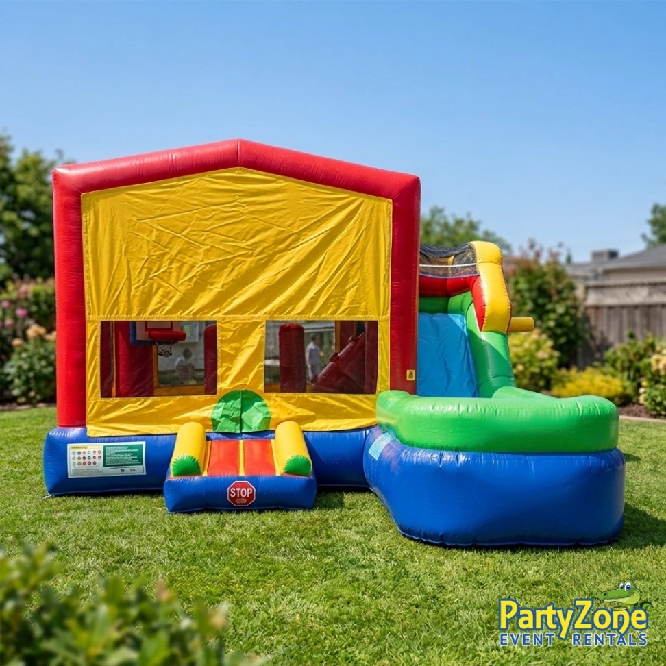 14ft modular water slide combo rental for River Ridge LA standard backyards, wet or dry
