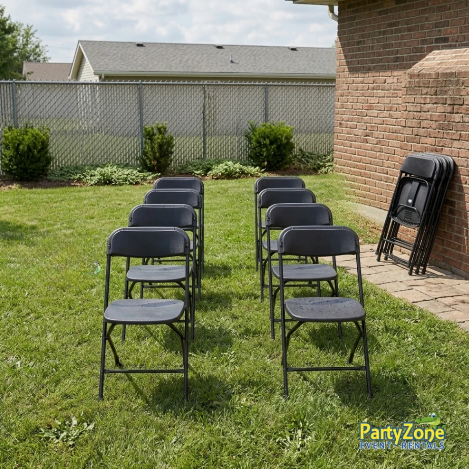 Folding chair rental for River Ridge LA parties and events, delivered and picked up by the crew