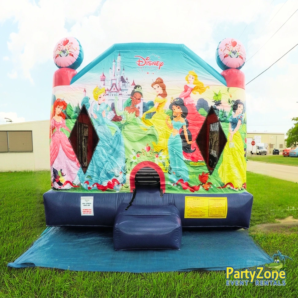 Disney Princess themed bounce house rental for Chalmette LA girls birthday parties, cleaned before delivery