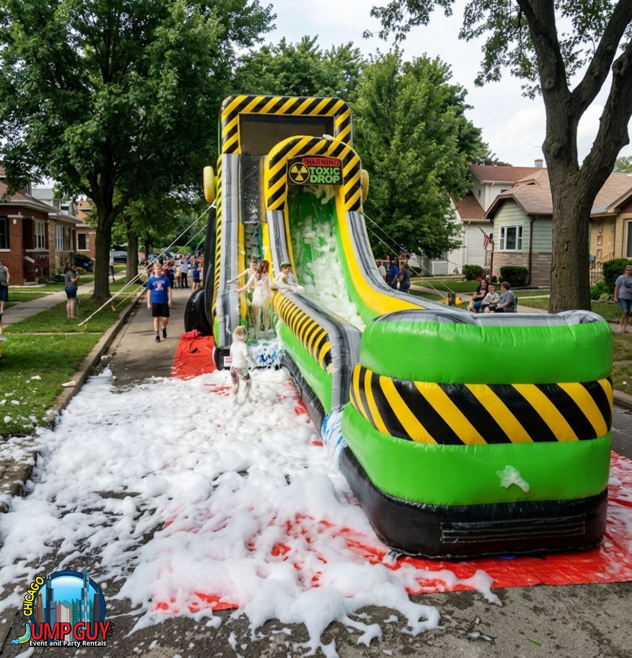 Image of 20ft Caustic Drop Water Slide with Foam Machine