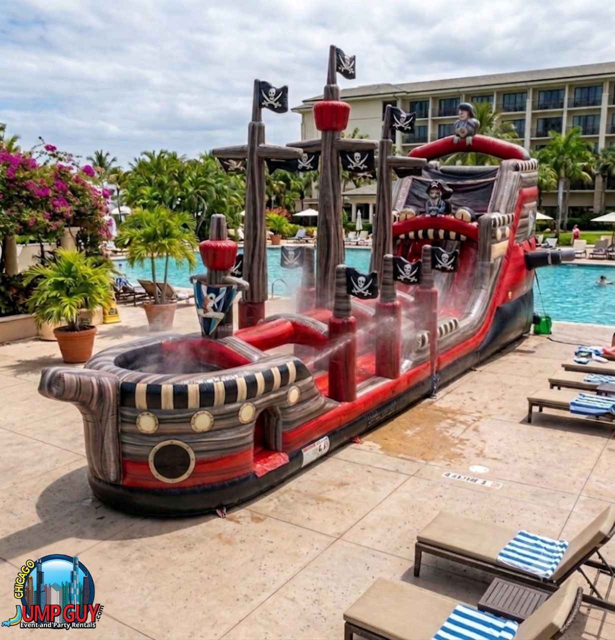 image of Black Pearl 22ft. Dual Lane Water Slide